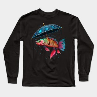 Arowana Rainy Day With Umbrella Long Sleeve T-Shirt